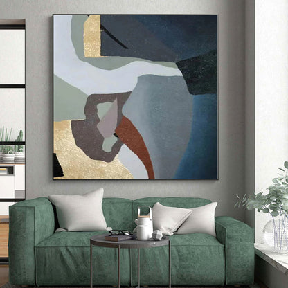 “Geometric Shapes with Gold Accents”，Geometric Abstract Painting CT0371