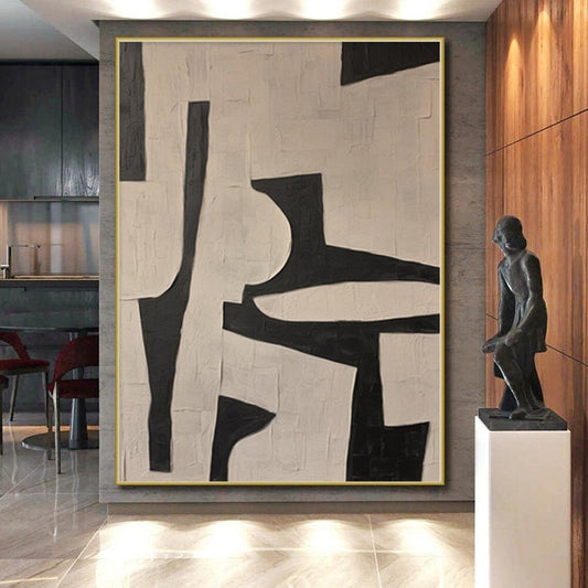 “Black & White Geometry” - Abstract Art with Bold Black, White Shapes CT0098