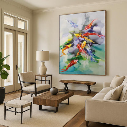 “Colorful Koi Fish Abstraction” - Abstract Animal - Themed Art CT0432