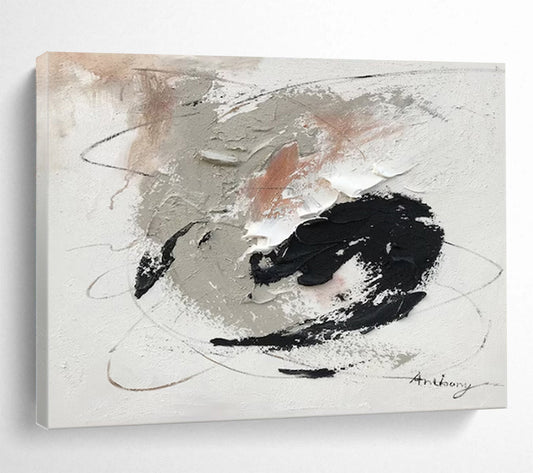 “Gray - Black - White Swirl” - Gray, black, white; swirling brush strokes and textures CT1564