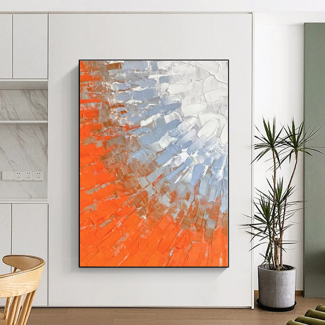 “Orange - Blue Textured Blend” - Abstract Textural Art CT0405