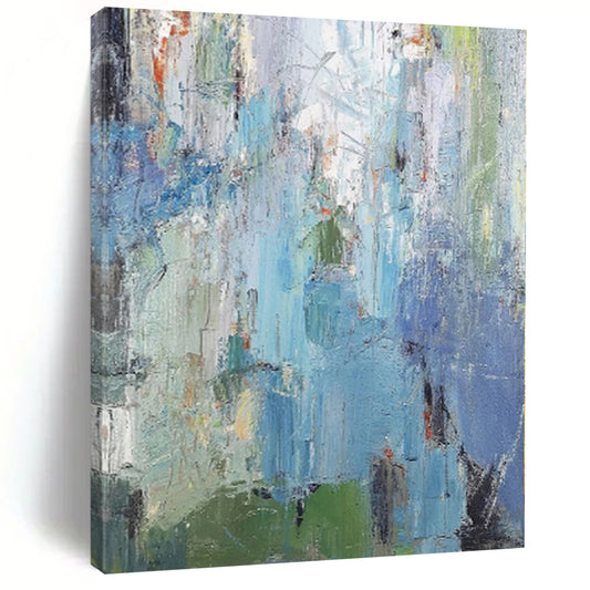 “Blue - Hued Abstract Layers” Impressionistic Acrylic Art CT0176