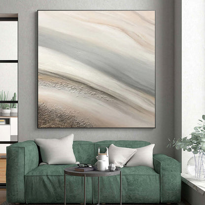 “Beige - Grey Sparkle Stream”，Textured Abstract Art CT0652