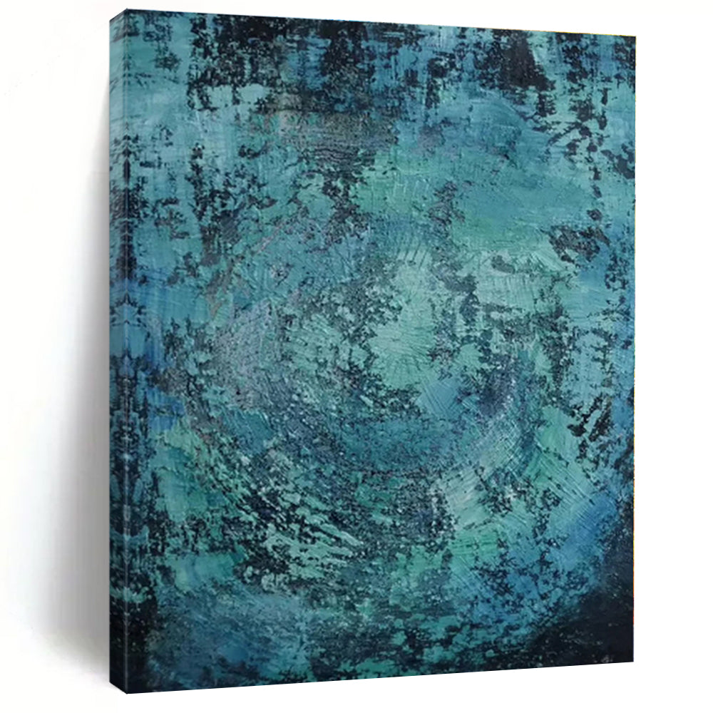 “Teal - Black Textured Abstraction” - Abstract Expressionist Art CT0464