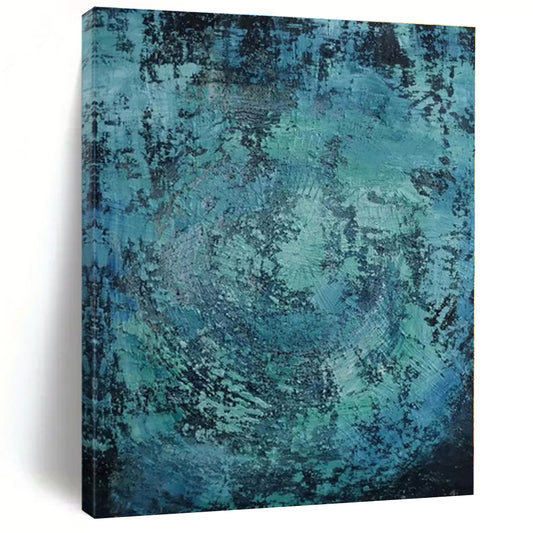 “Teal - Black Textured Abstraction” - Abstract Expressionist Art CT0464