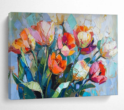 Colorful, textured painting of a bouquet of tulips CT1662