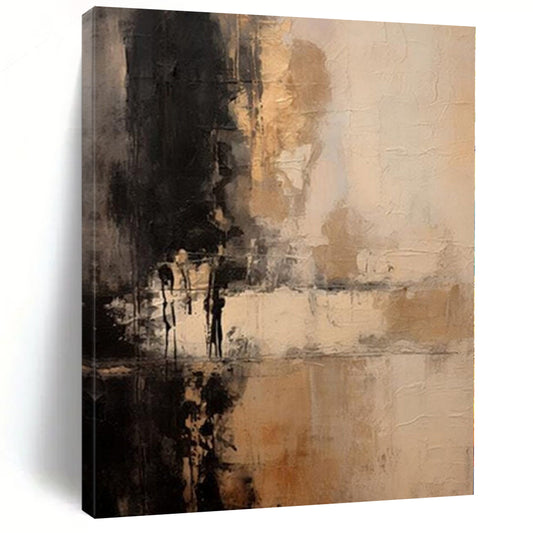 “Black - Brown - Beige Textured Abstraction” Abstract Acrylic Art CT0252