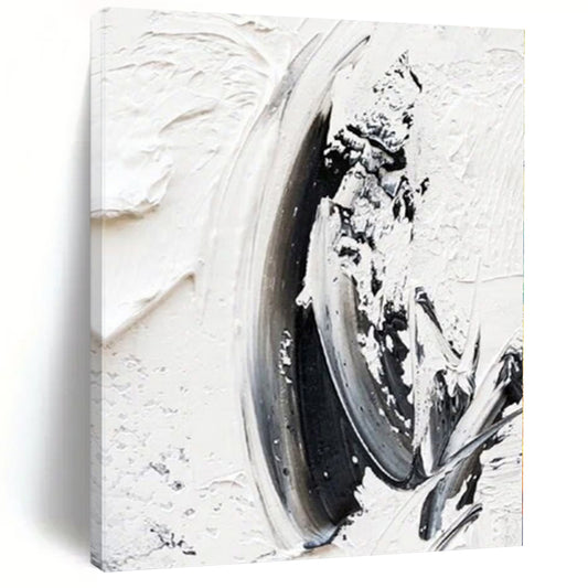 “Black - White Textured Strokes” Impasto Acrylic Art CT0242