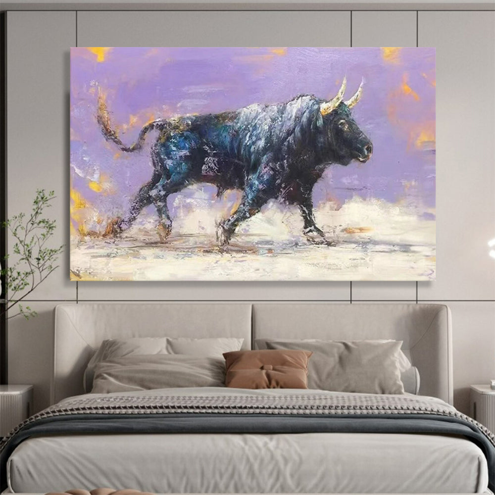 “Midnight Bull” – Expressionistic Animal Oil Painting CT1741