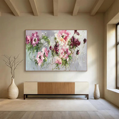“Pink and Purple Floral Bouquet” – Impasto Floral Oil Painting CT1764