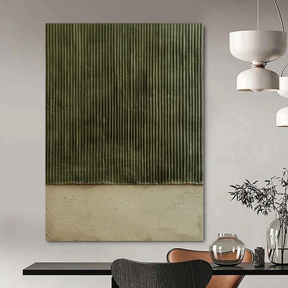 “Green - Beige Textured Panels” Minimalist Acrylic Art CT0217