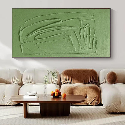 “Textured Green Abstract Forms” Impasto - Style Acrylic Art CT0192