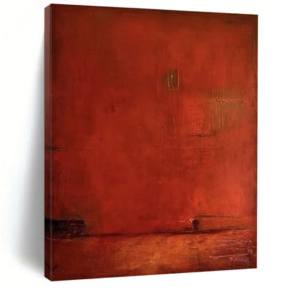 “Deep Red Textured Mystery”，Rustic Abstract Art CT0653