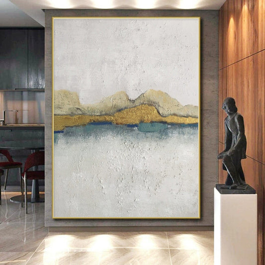 “Gold - Blue Minimalist Landscape” - Abstract Minimalist Art CT0413