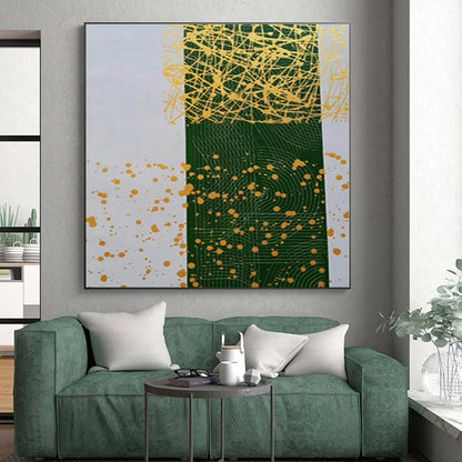 “Green - Yellow Linear Abstraction” - Abstract Minimalist Art CT0476