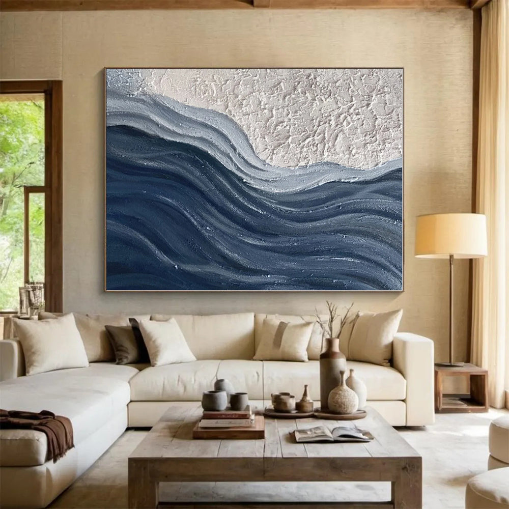 “Textured Blue - White Flow” - Abstract Textural Art CT0425