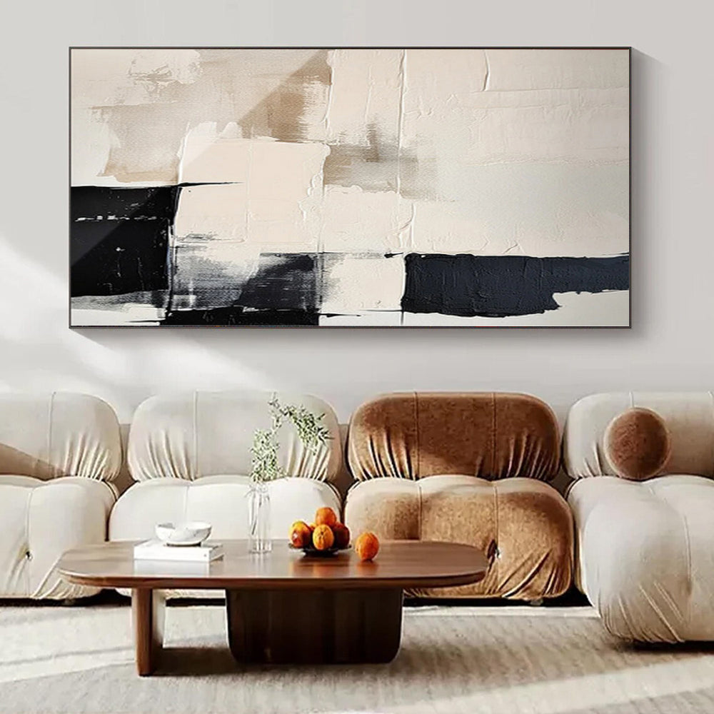 “Neutral - Black Geometric Textures” Abstract Acrylic Art CT0130