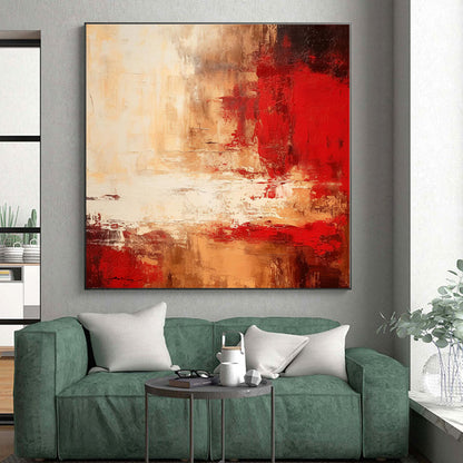 “Red - Beige Abstract Landscape” - Abstract Landscape Art CT0481