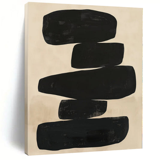 “Stacked Black Forms” Abstract Acrylic Art CT0276