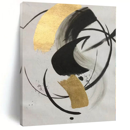 “Ink - Gold Dynamic Swirls” Abstract Acrylic Art CT0293