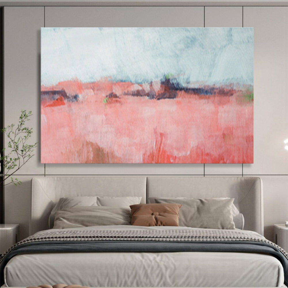 “Pink Abstract Field” Abstract Expressionist Painting On Canvas DKH416