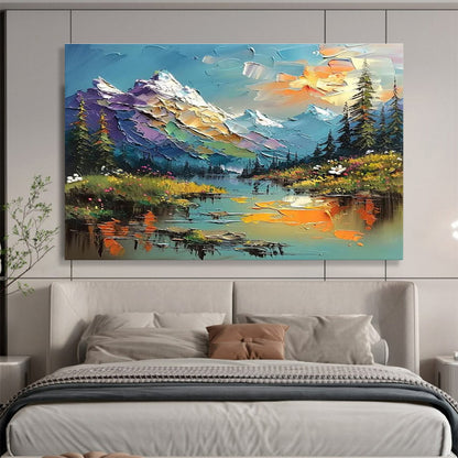 “Colorful Mountain Landscape” - Impasto Scenery Painting On Canvas DKH826