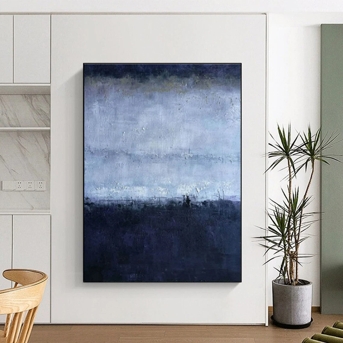 “Moody Blue Gradient” ，Abstract Seascape Oil Painting CT0897
