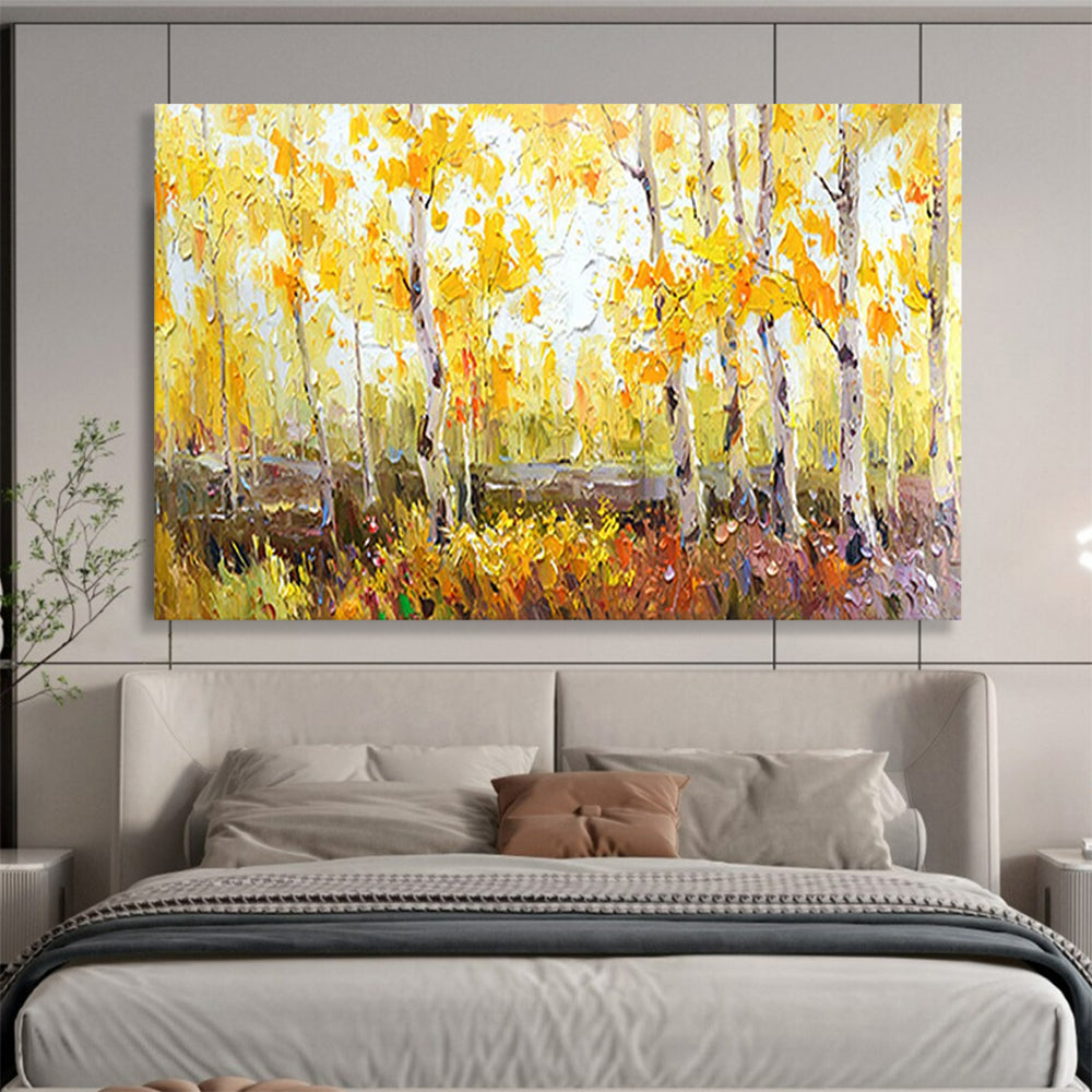Golden Autumn Forest - Impressionist Landscape Painting On Canvas DLZ212