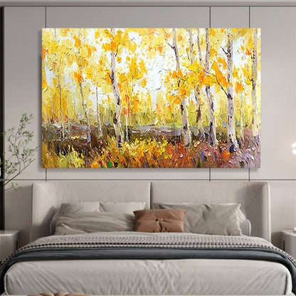 Golden Autumn Forest - Impressionist Landscape Painting On Canvas DLZ212