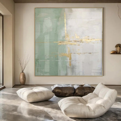 “Green - Gray - Gold Subtle Shimmer” – Minimalist Abstract Art CT1043