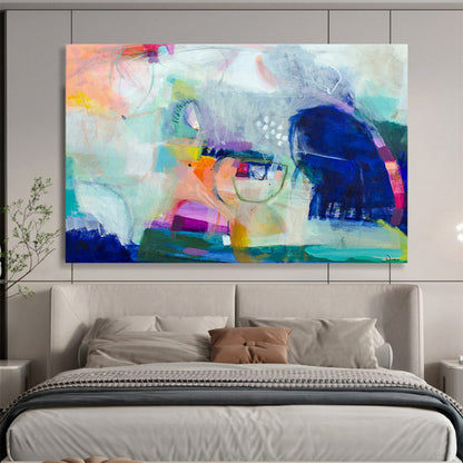 “Colorful Abstract Fusion - Pastels and Bold Hues in Dynamic Forms” Painting On Canvas DKH026