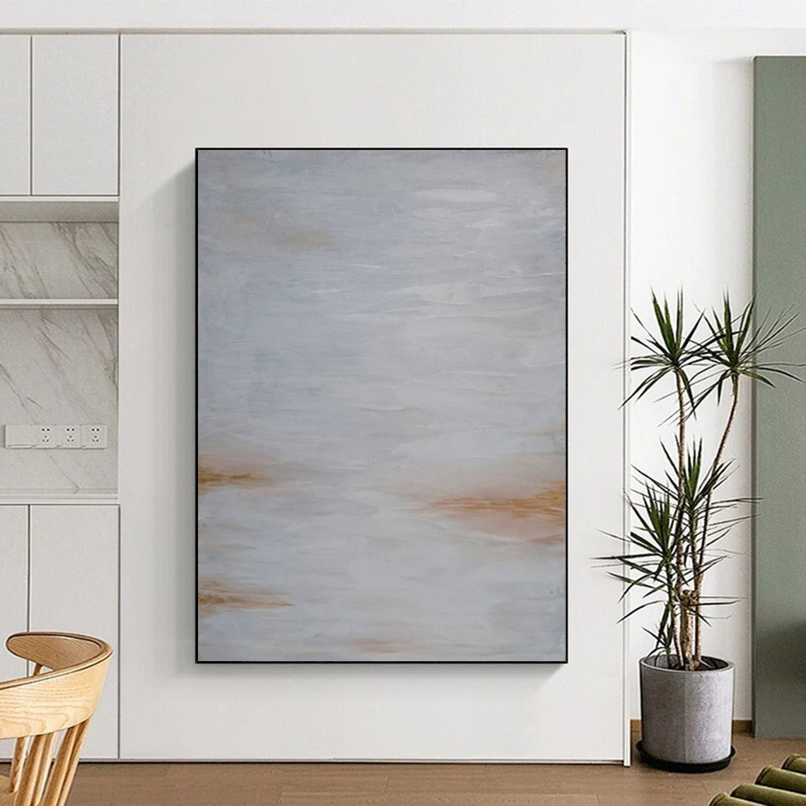 “Soft Gray & Brown Abstract Haze” - Abstract Painting On Canvas CT2322
