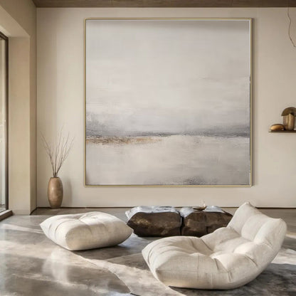 Light Grey Gradient Landscape - Abstract Landscape Acrylic Painting CT1376