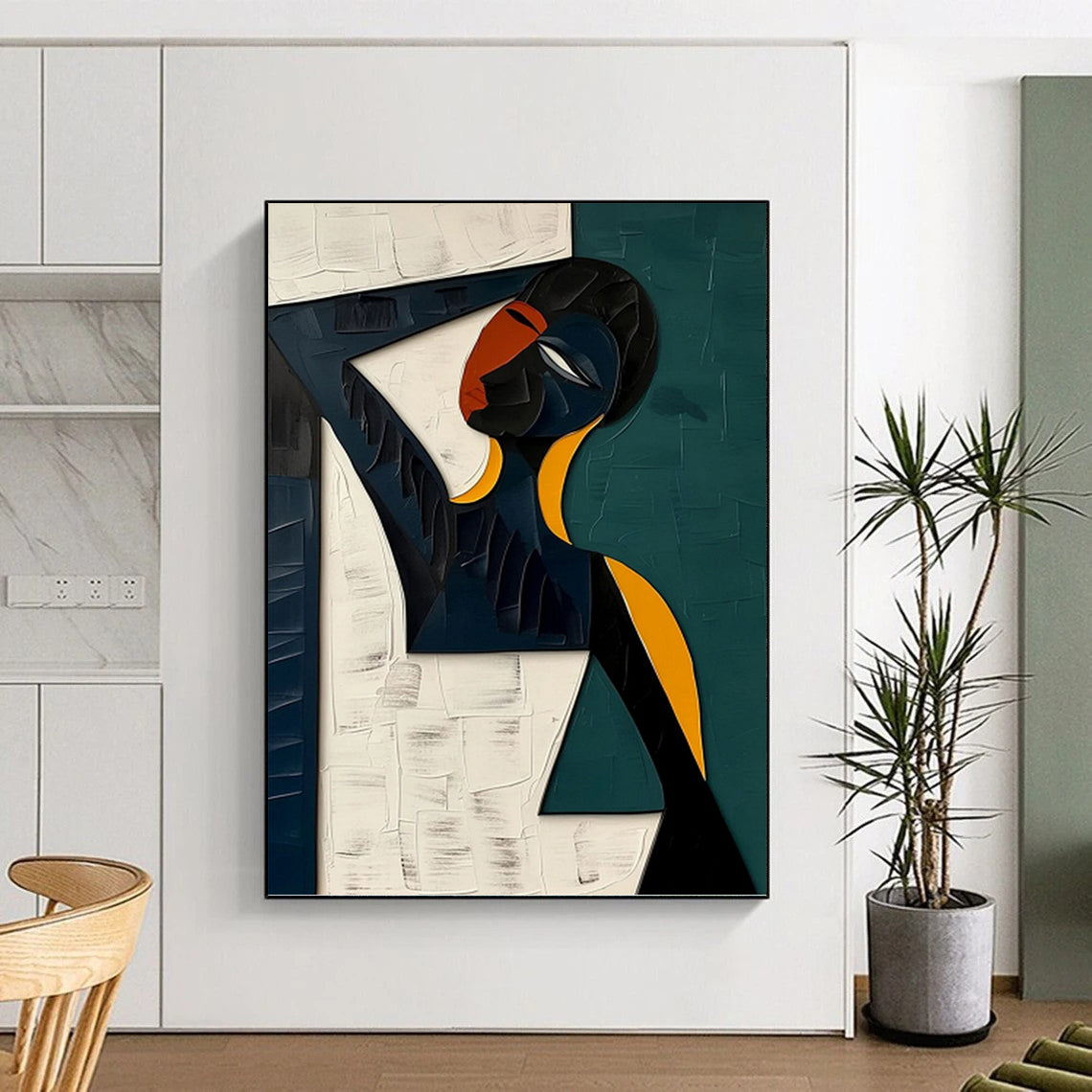 Cubist - Style Figure in Bold Colors - Figurative Painting On Canvas DKH1466