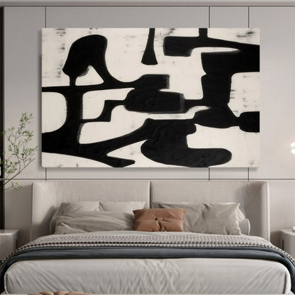 “Black - White Minimalist Forms” Abstract Painting On Canvas DLZ063