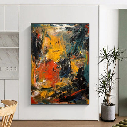 “Wild Color Clash, Expressive Brushstrokes” - “Raw Emotion”，Abstract Oil Painting CT0700