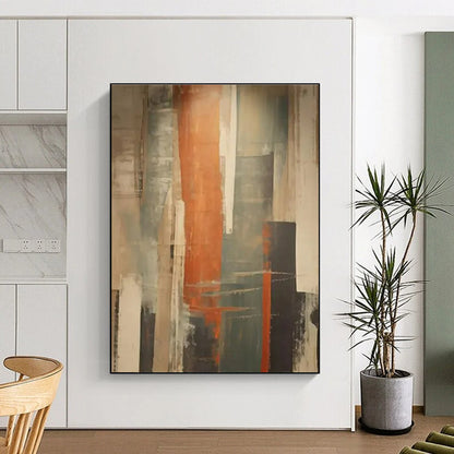“Brown - Orange - Gray Abstract Layers” ，Abstract Acrylic Painting CT0813