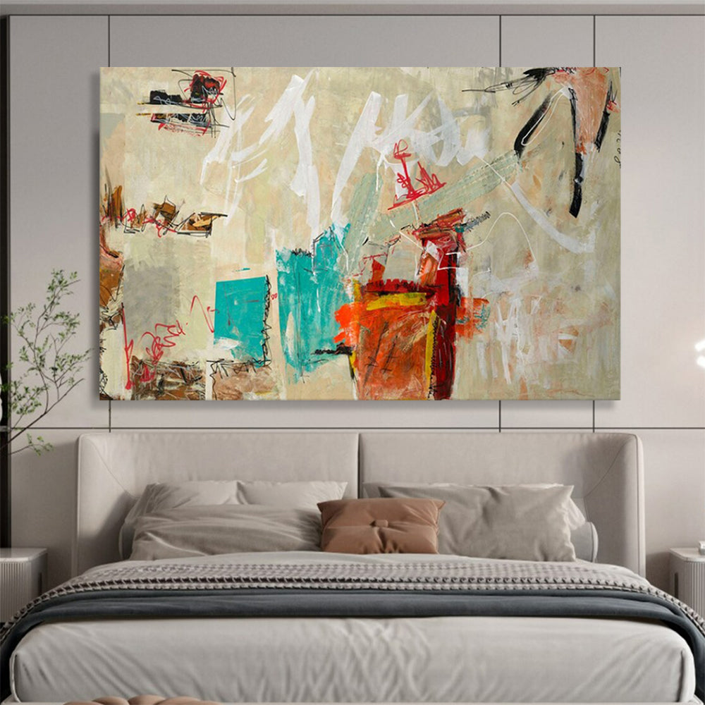 Neutral and Colorful Abstract - Abstract Painting On Canvas DLZ238