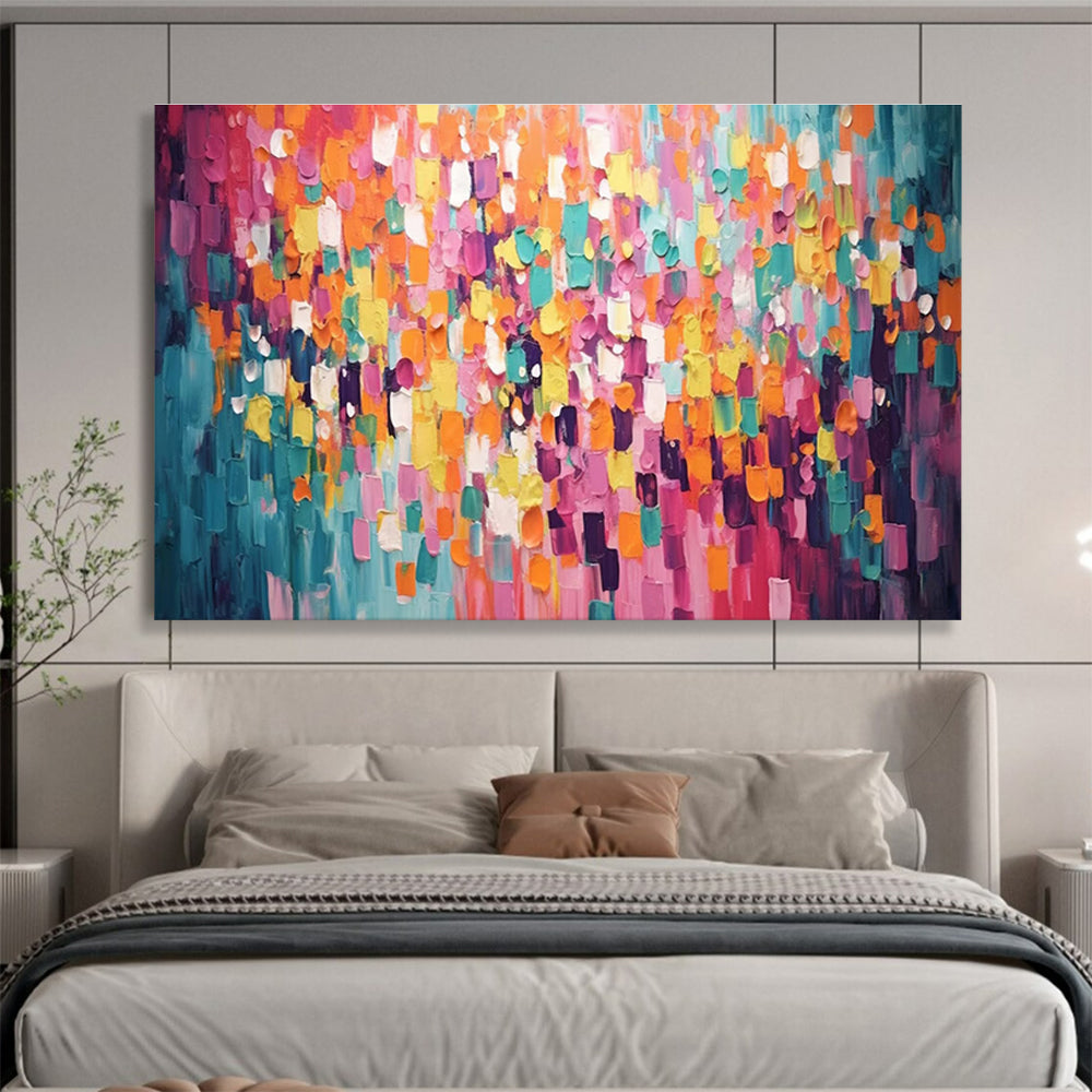 “Color Block Mosaic - Bright Square Abstract Painting On Canvas” DKH868