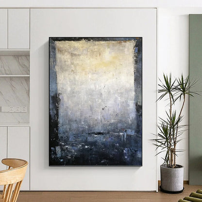 “Shadowed Minimalism” - Gray & Black Abstract Textured Painting On Canvas DKH1577