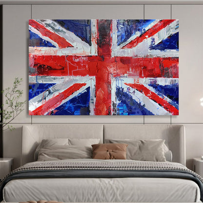 Textured Union Jack “Patriotic Palette Knife” Painting On Canvas DKH120