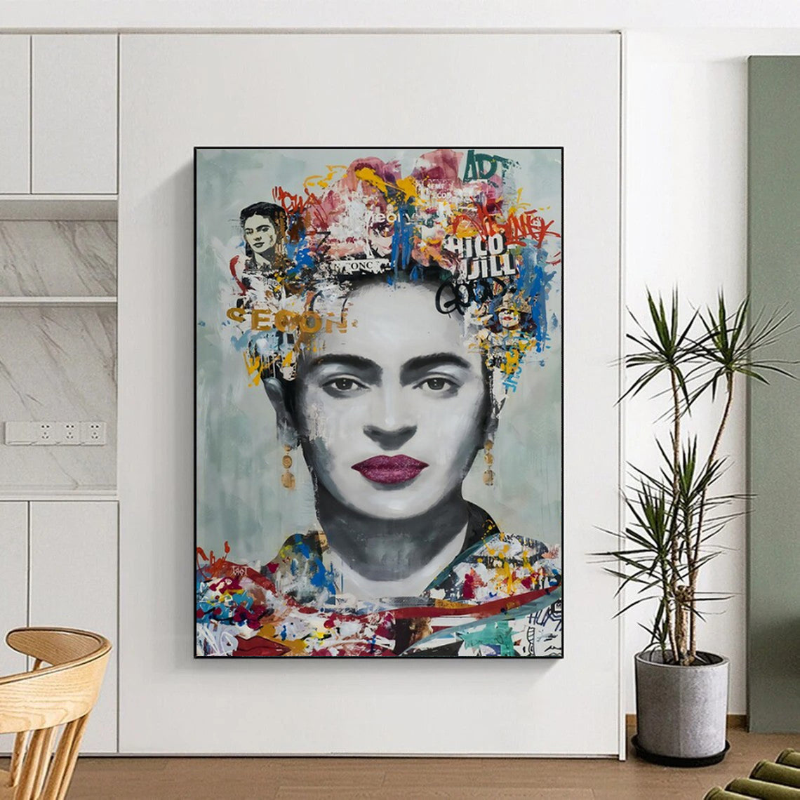 “Frida - Inspired Collage Portrait” - Colorful Collage Portrait Painting On Canvas CT2184