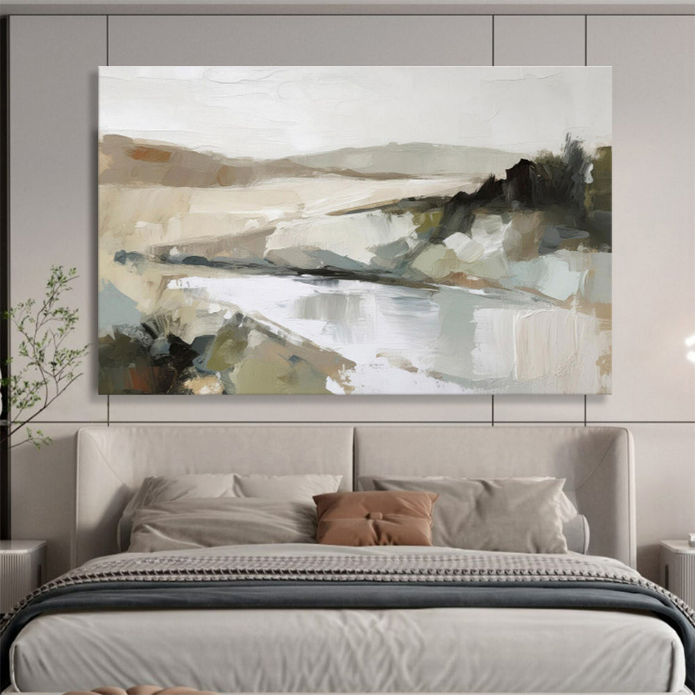 Muted Landscape Soft Tones Abstract Terrain Painting On Canvas DKH238