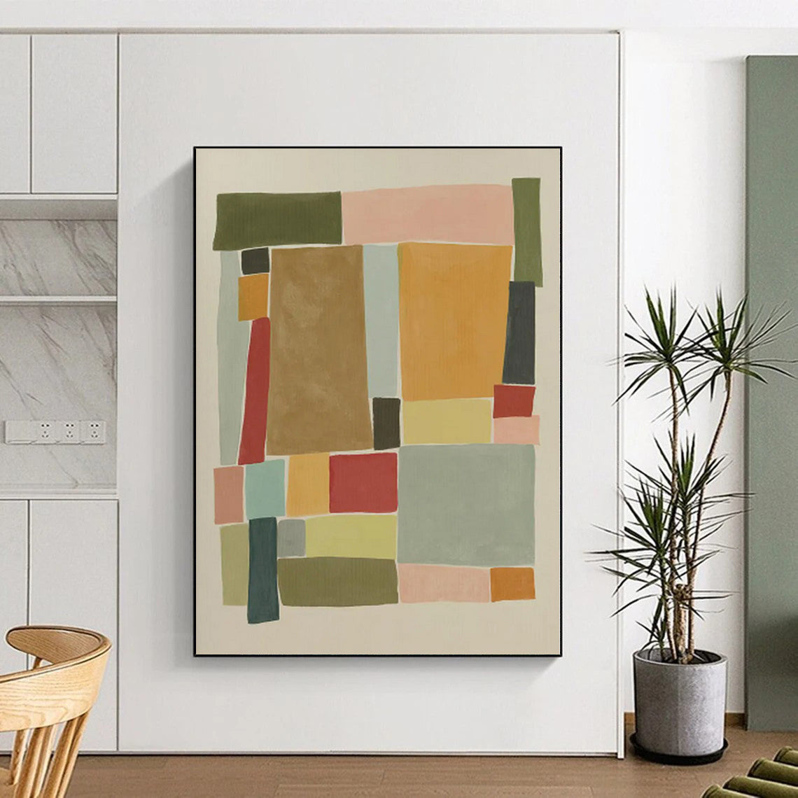 “Colorful Geometric Patchwork” Abstract Acrylic Art CT0333
