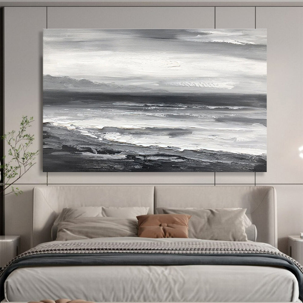 Monochromatic Seascape - Abstract Seascape Painting On Canvas DKH632