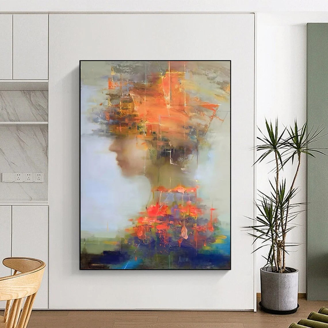 “Colorful, Abstract Portrait ‘Mind’s Mosaic’” - Expressive Figurative Painting On Canvas DTP318