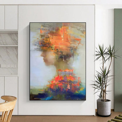 “Colorful, Abstract Portrait ‘Mind’s Mosaic’” - Expressive Figurative Painting On Canvas DTP318