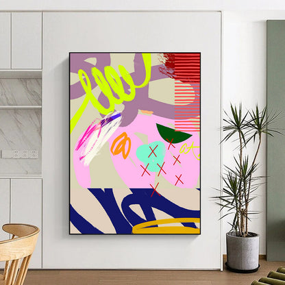 Neon, Pink, Purple, Bold Strokes - "Neon Doodle Dream" - Abstract Expressionist Painting CT1842