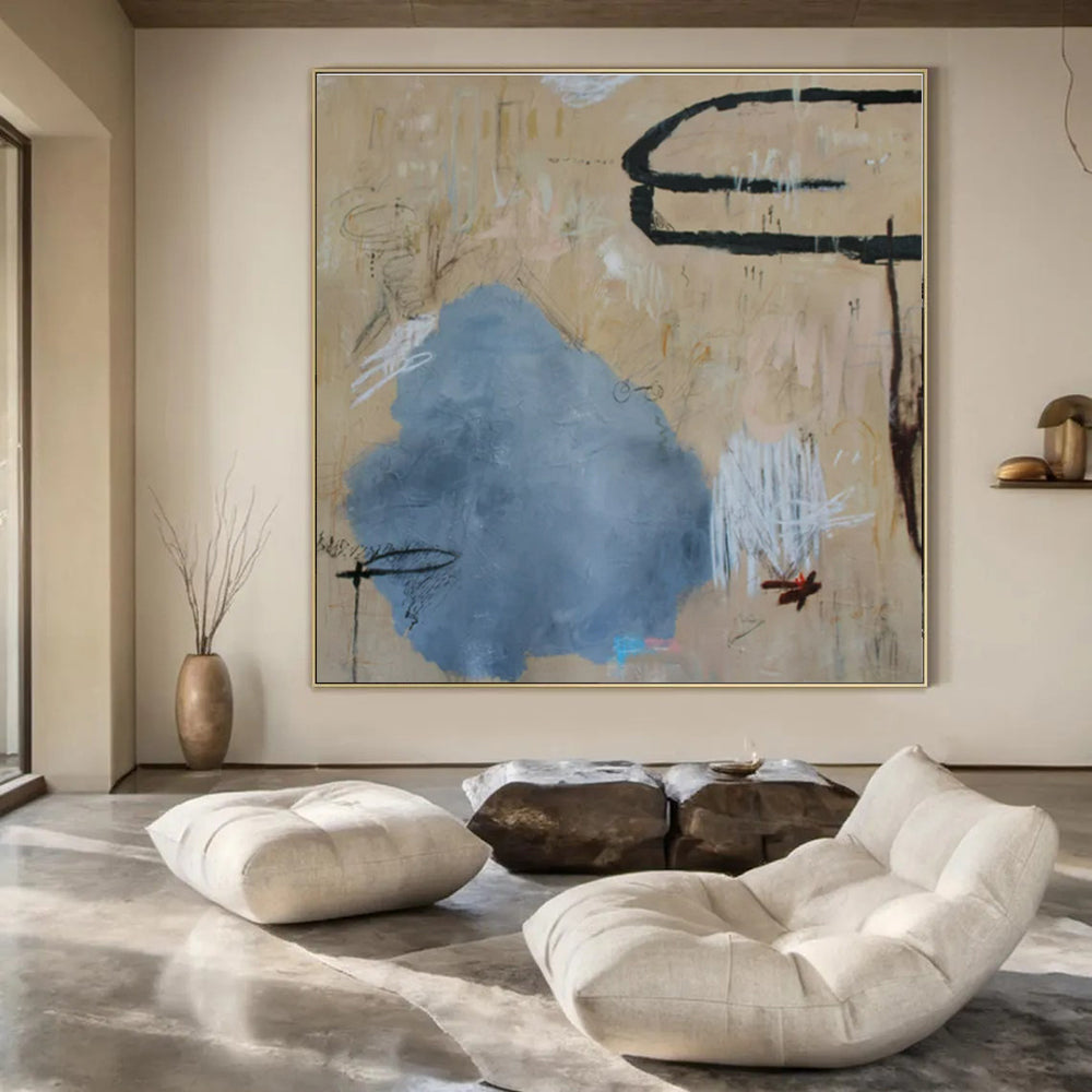 Beige - Toned Abstract Marks - Abstract Expressionist Acrylic Painting CT1414