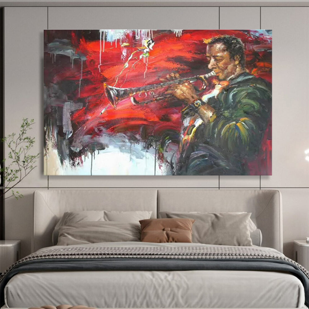 Jazz Musician in Color - Expressionistic Portrait Painting On Canvas DKH636